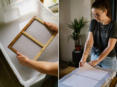 Fabrication du carnet en papier artisanal, Madame La Papetière, Auvergne